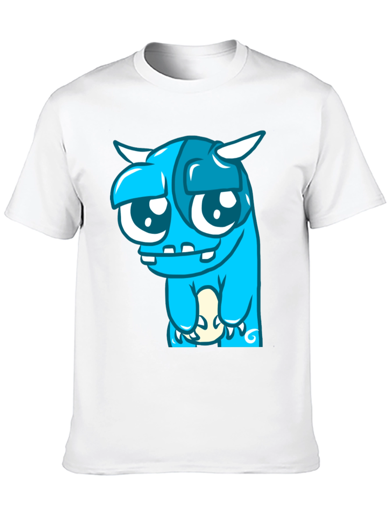 Blue Monster Graphic Tee - Black Cotton Blend