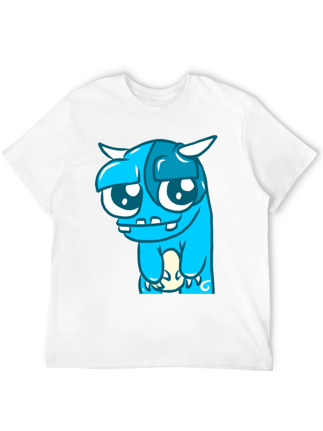 Blue Monster Graphic Tee - Black Cotton Blend