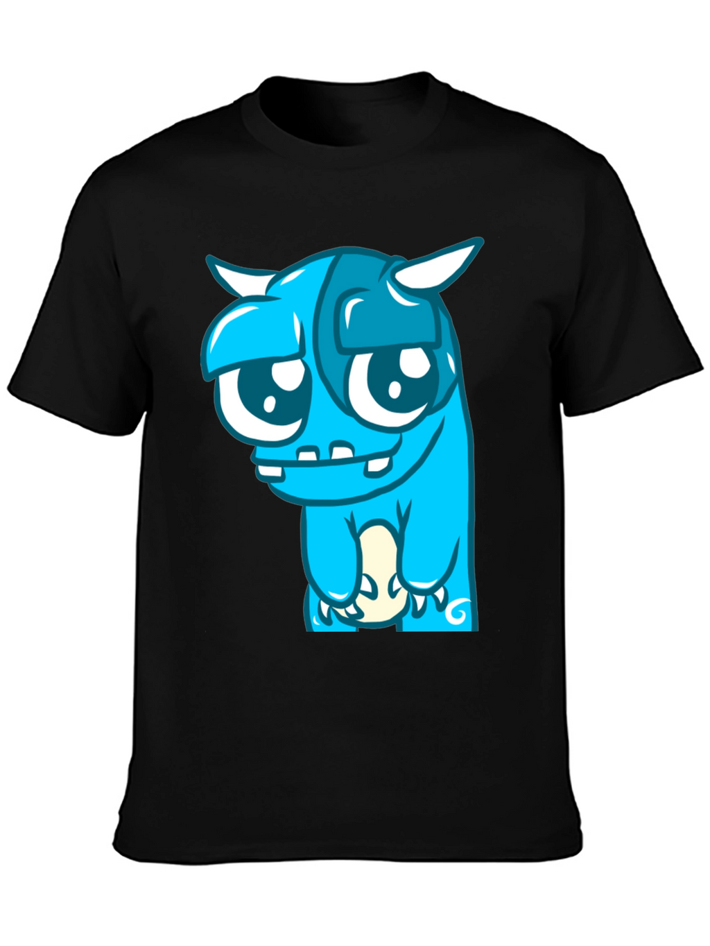 Blue Monster Graphic Tee - Black Cotton Blend