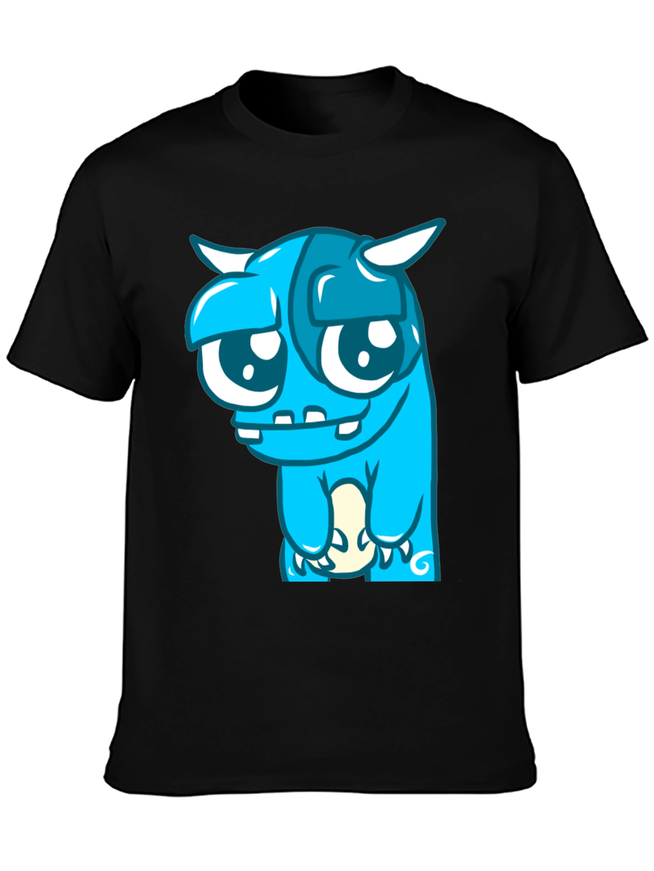 Blue Monster Graphic Tee - Black Cotton Blend