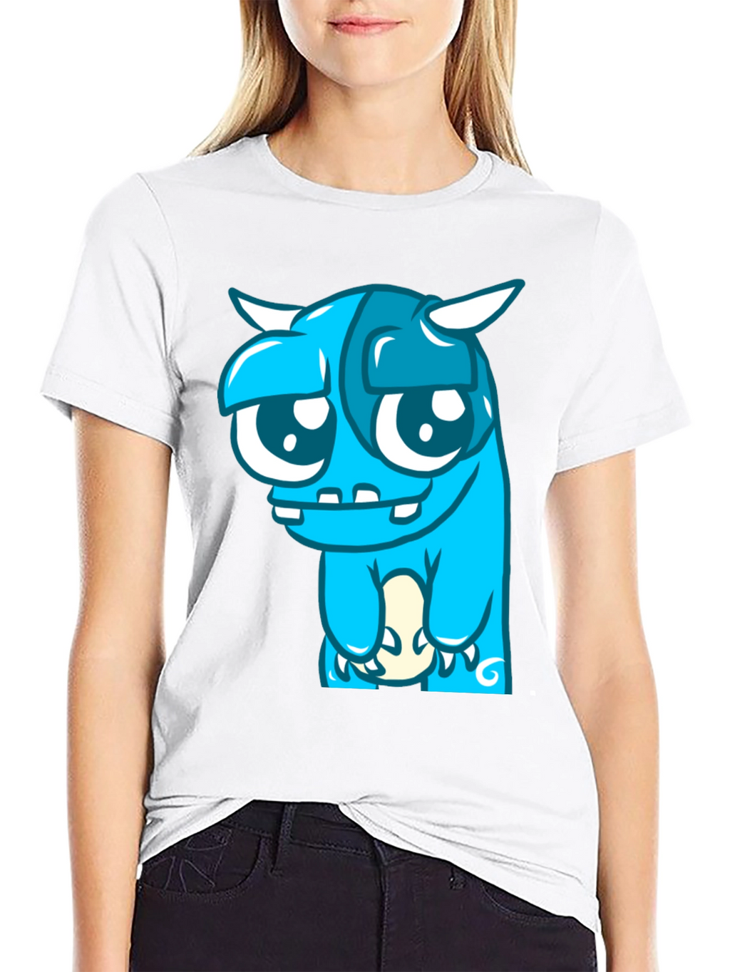 Blue Monster Graphic Tee - Black Cotton Blend