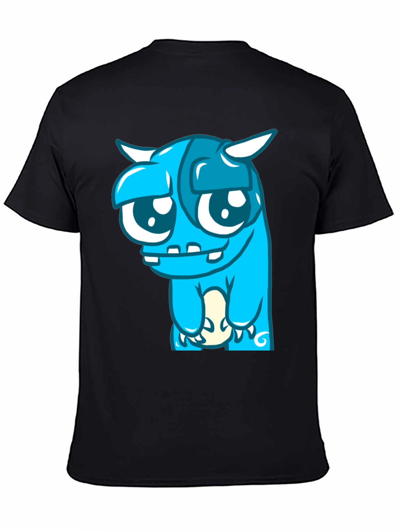 Blue Monster Graphic Tee - Black Cotton Blend