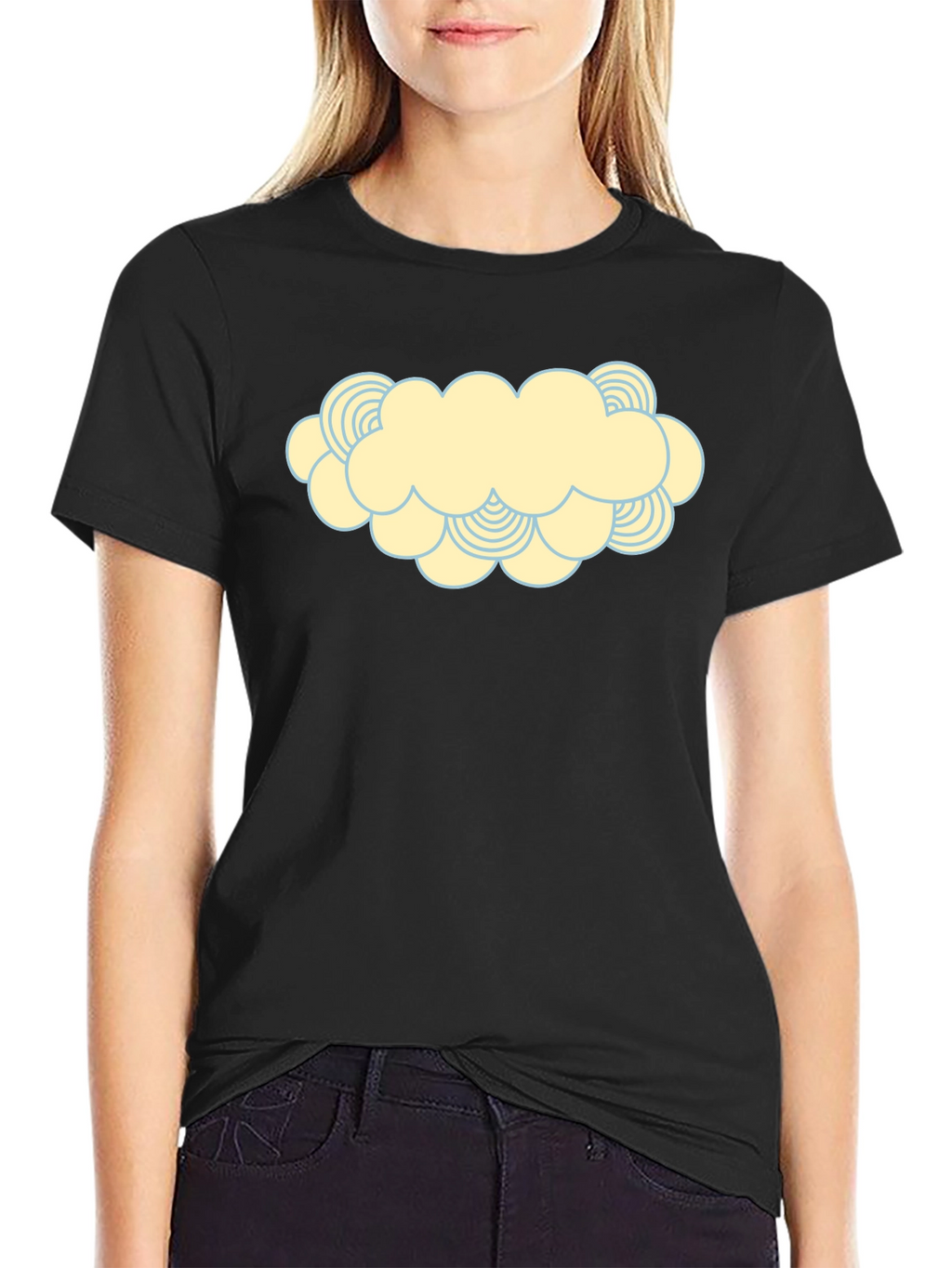 Cartoon Cloud Graphic Print T-Shirt
