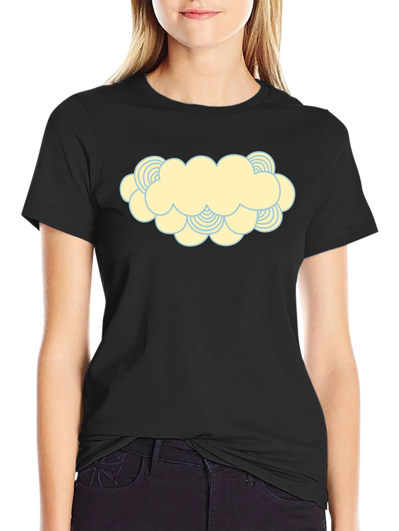 Cartoon Cloud Graphic Print T-Shirt