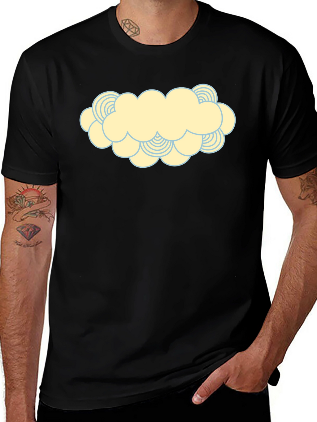 Cartoon Cloud Graphic Print T-Shirt