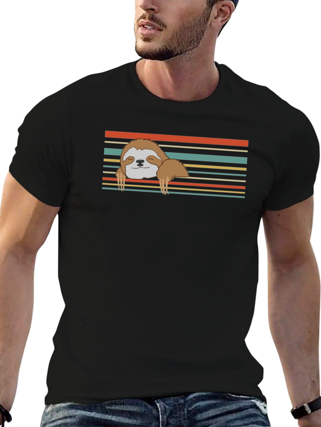 Chill Sloth Retro Striped Tee