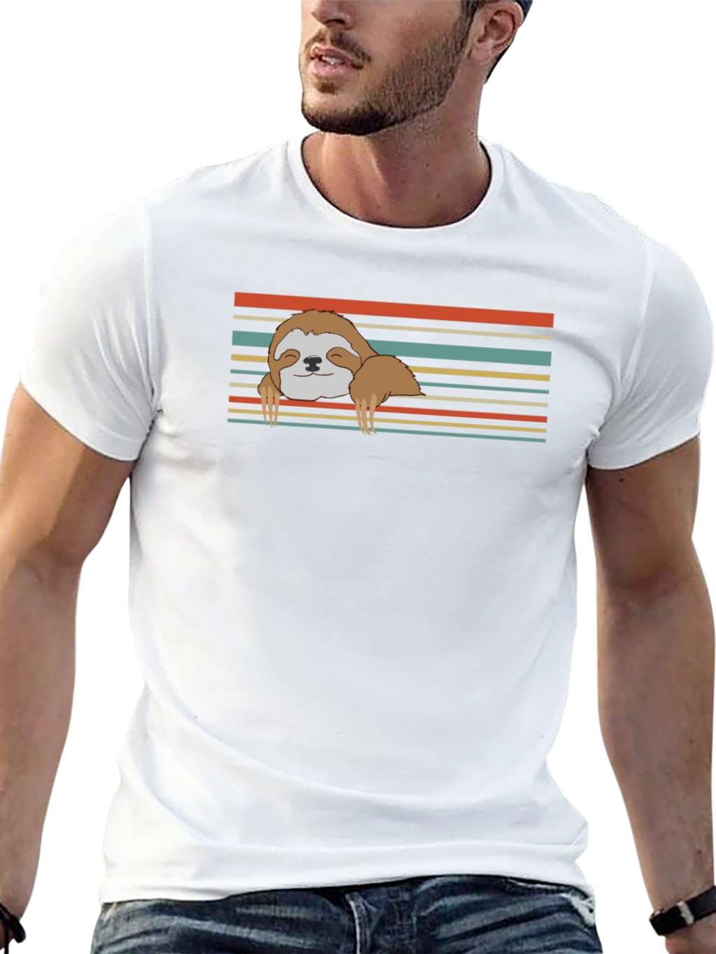 Chill Sloth Retro Striped Tee