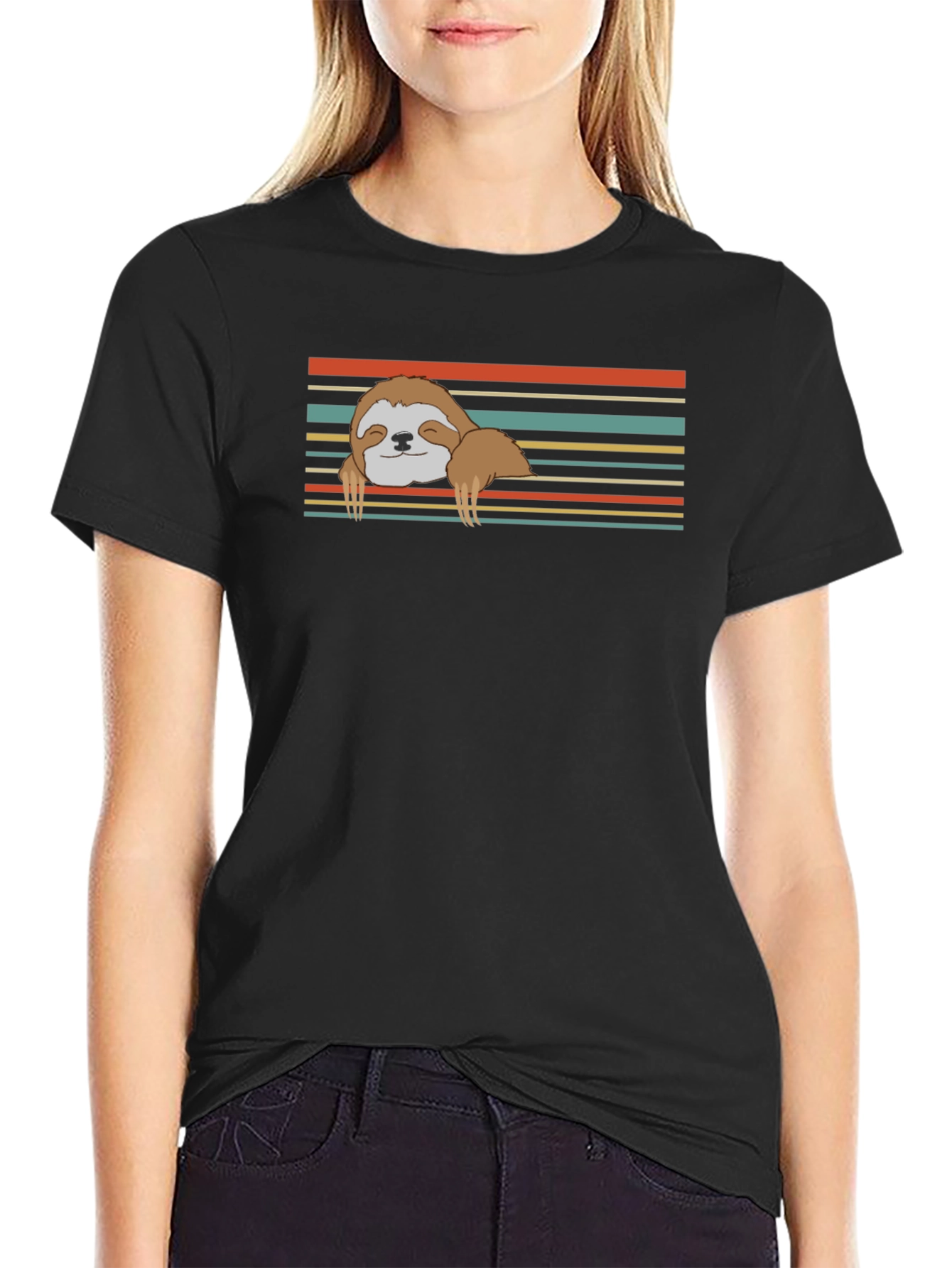 Chill Sloth Retro Striped Tee