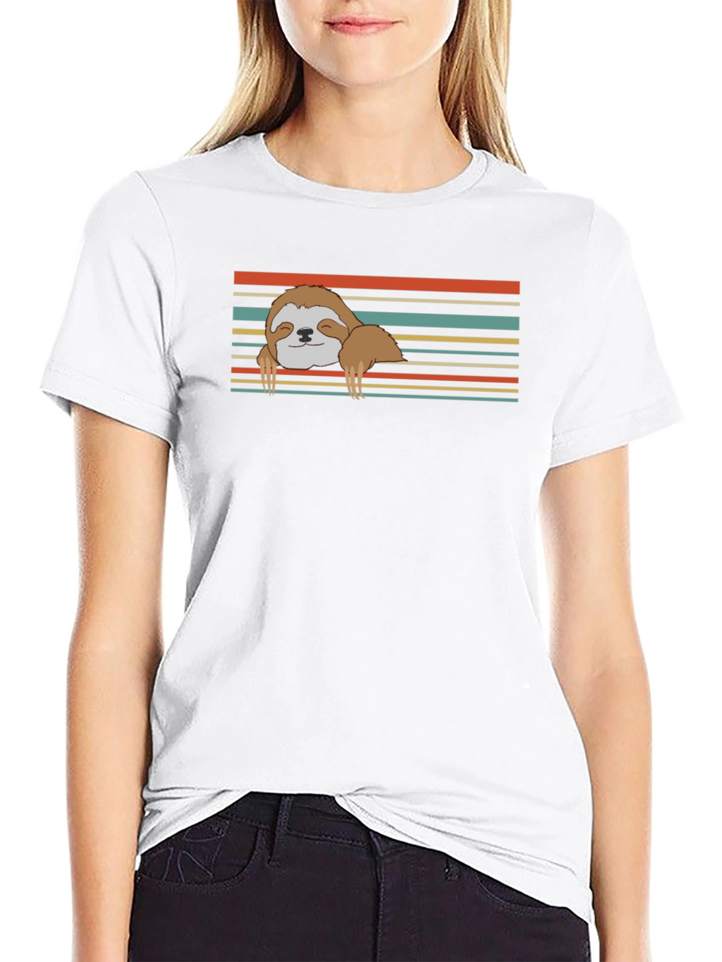 Chill Sloth Retro Striped Tee