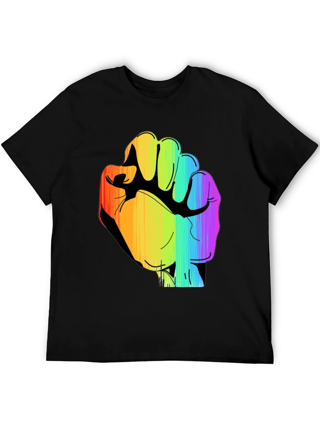 Rainbow Fist Graphic Black Tee - Pride & Protest