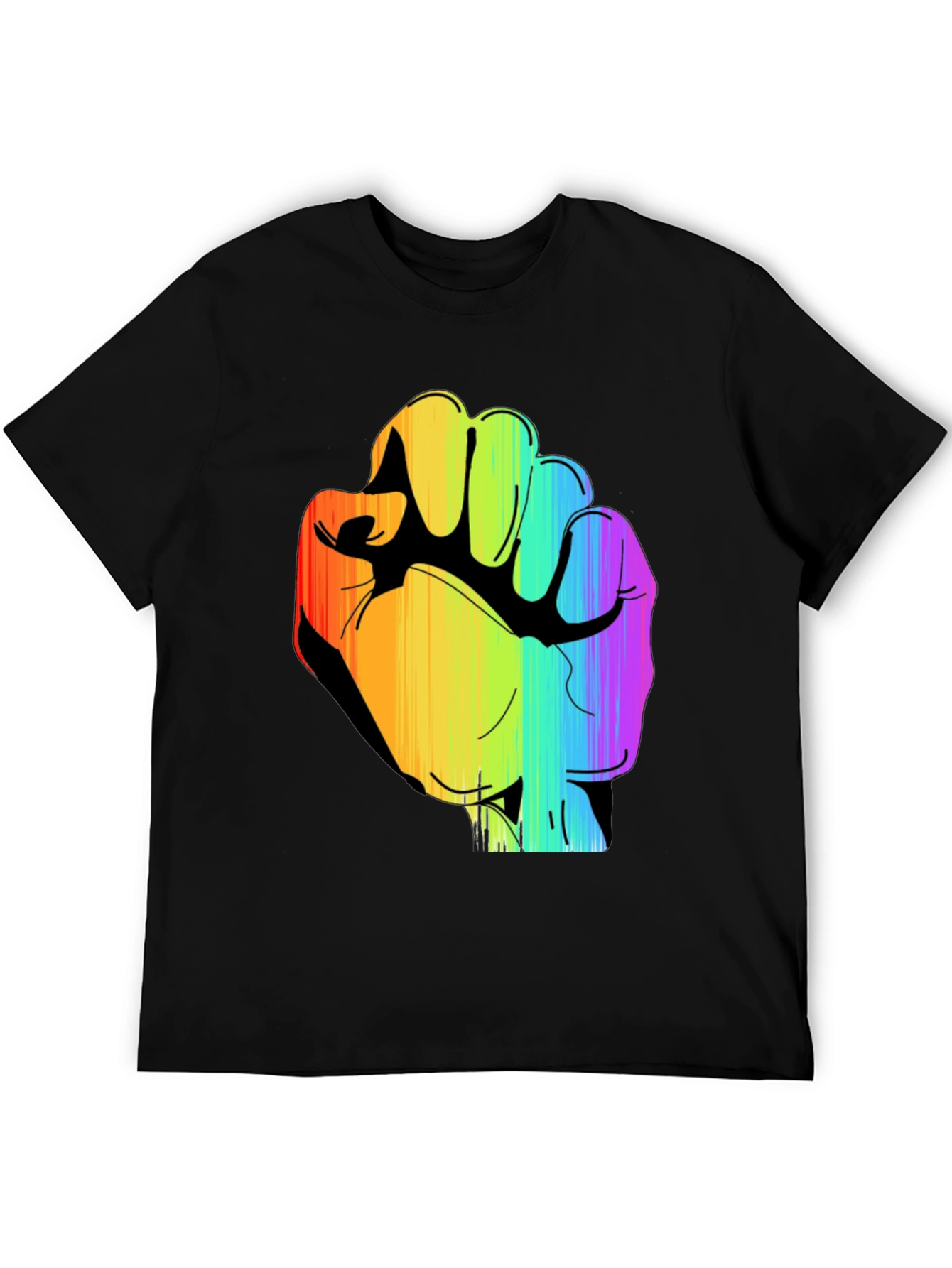 Rainbow Fist Graphic Black Tee - Pride & Protest
