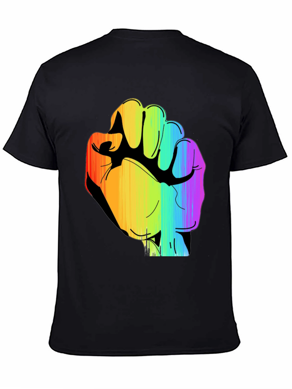 Rainbow Fist Graphic Black Tee - Pride & Protest