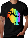 Rainbow Fist Graphic Black Tee - Pride & Protest