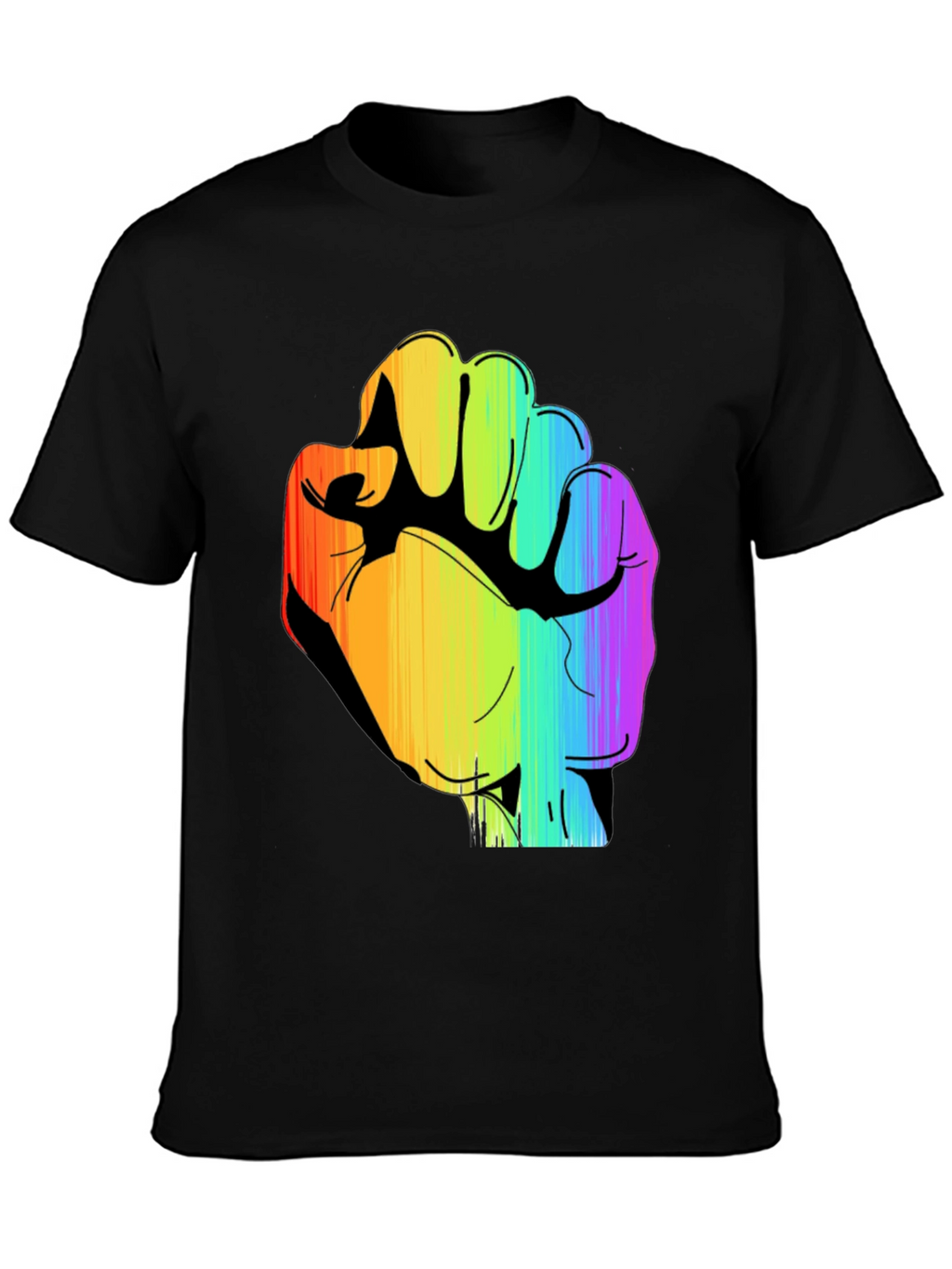 Rainbow Fist Graphic Black Tee - Pride & Protest