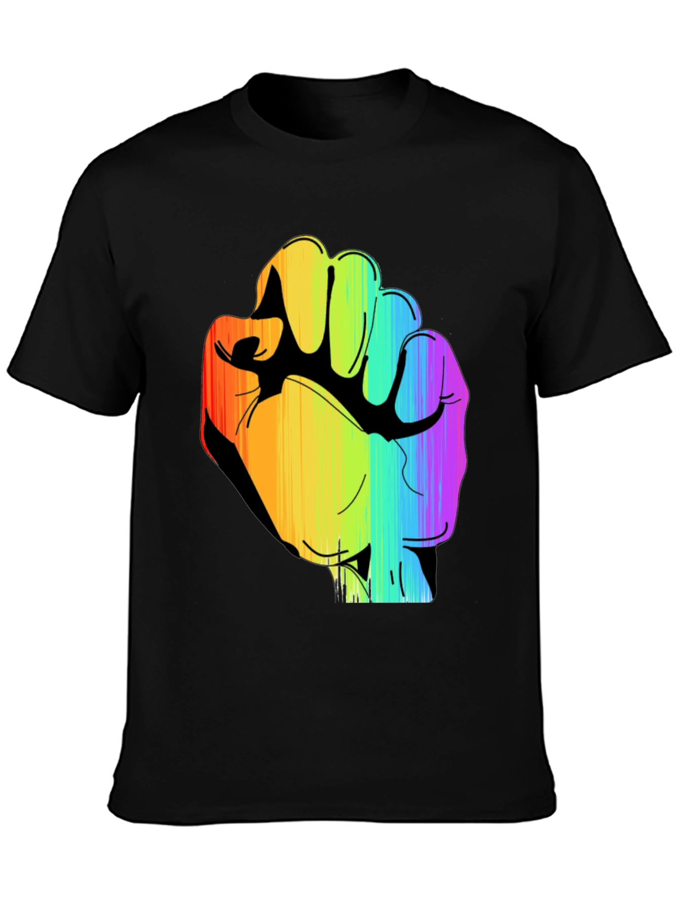 Rainbow Fist Graphic Black Tee - Pride & Protest