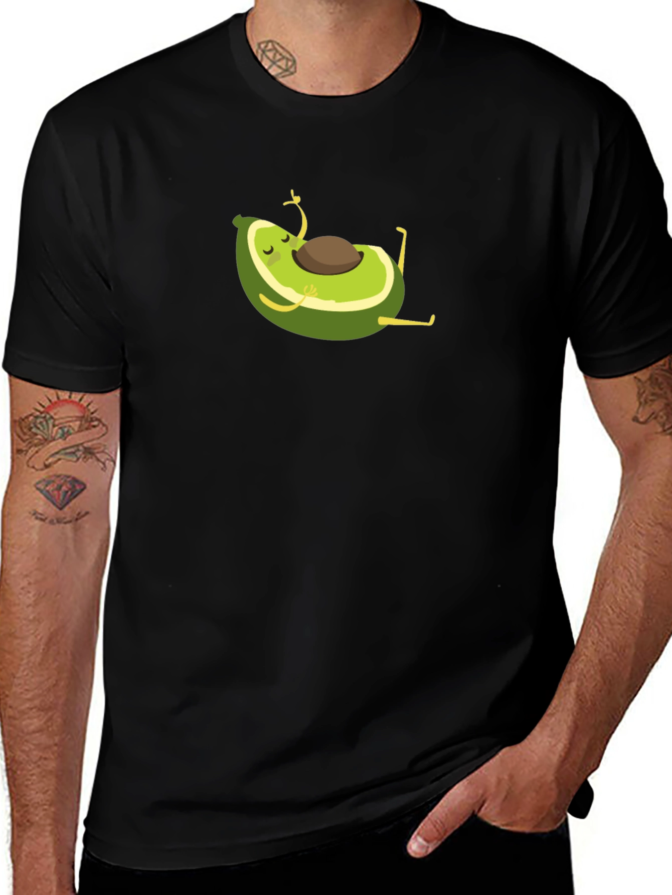 Yoga Avocado Black T-Shirt - Meditating Fruit Fun!