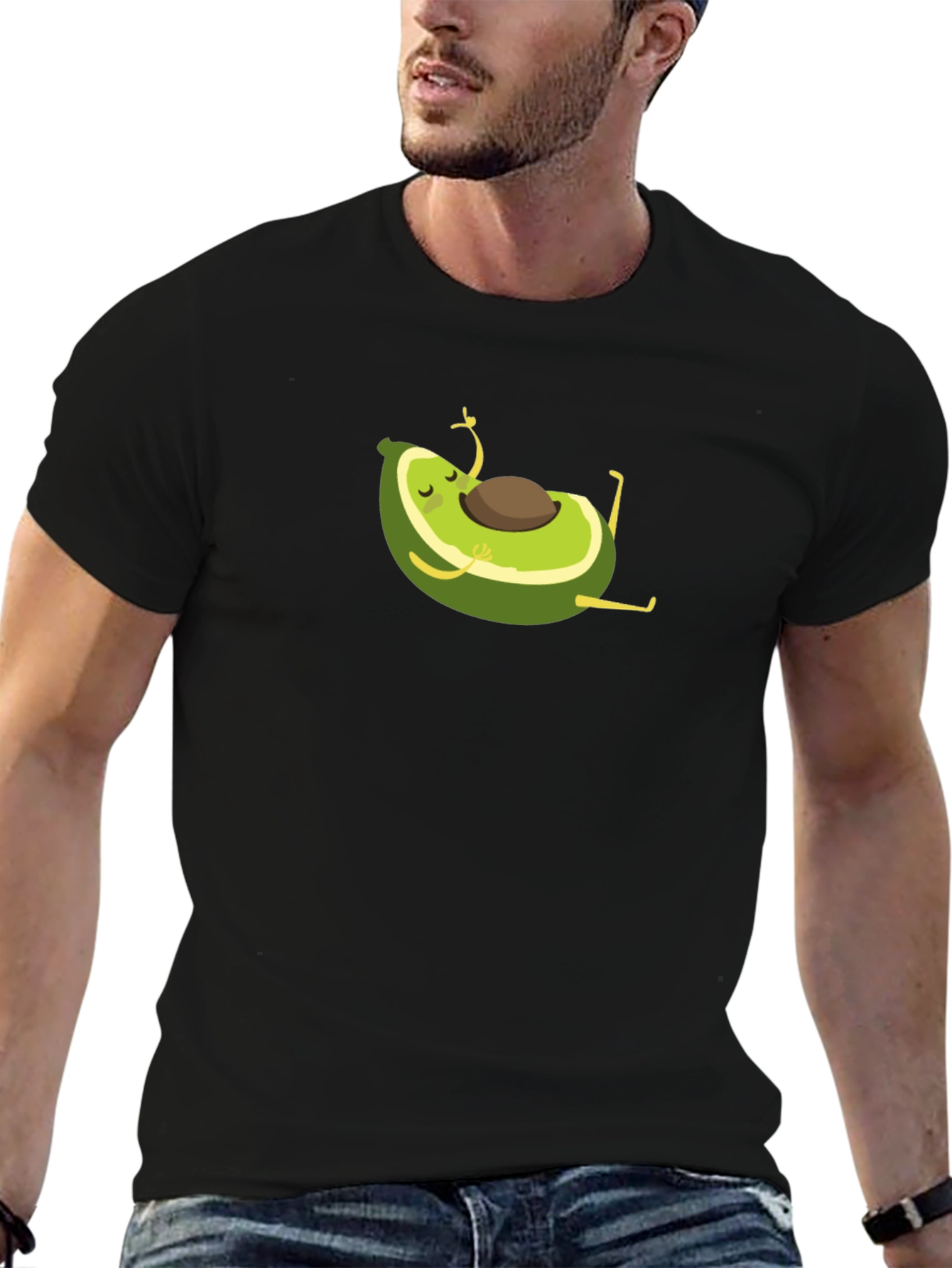 Yoga Avocado Black T-Shirt - Meditating Fruit Fun!