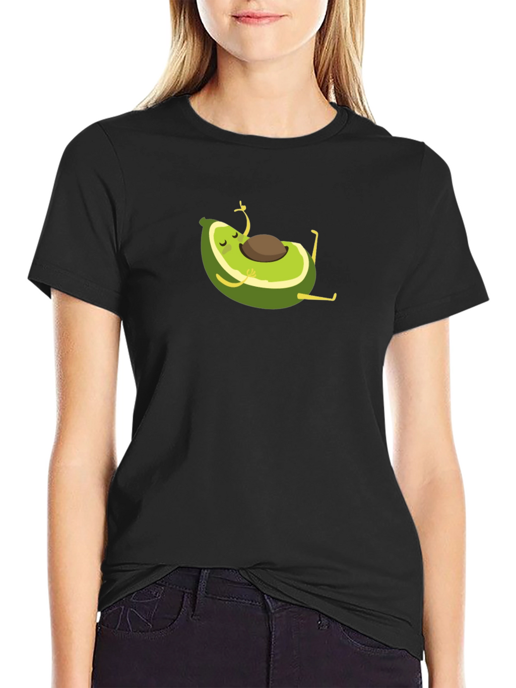 Yoga Avocado Black T-Shirt - Meditating Fruit Fun!