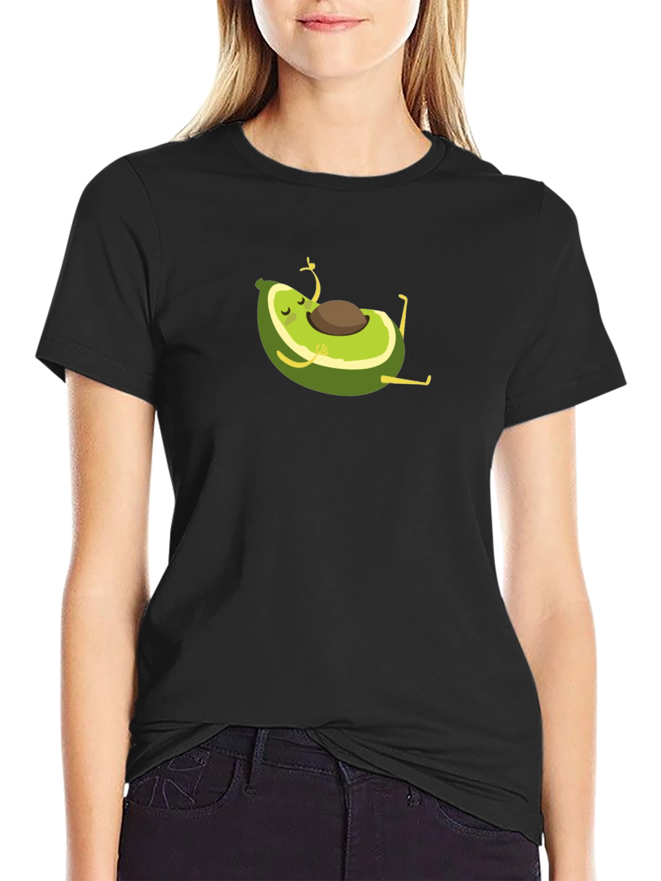 Yoga Avocado Black T-Shirt - Meditating Fruit Fun!