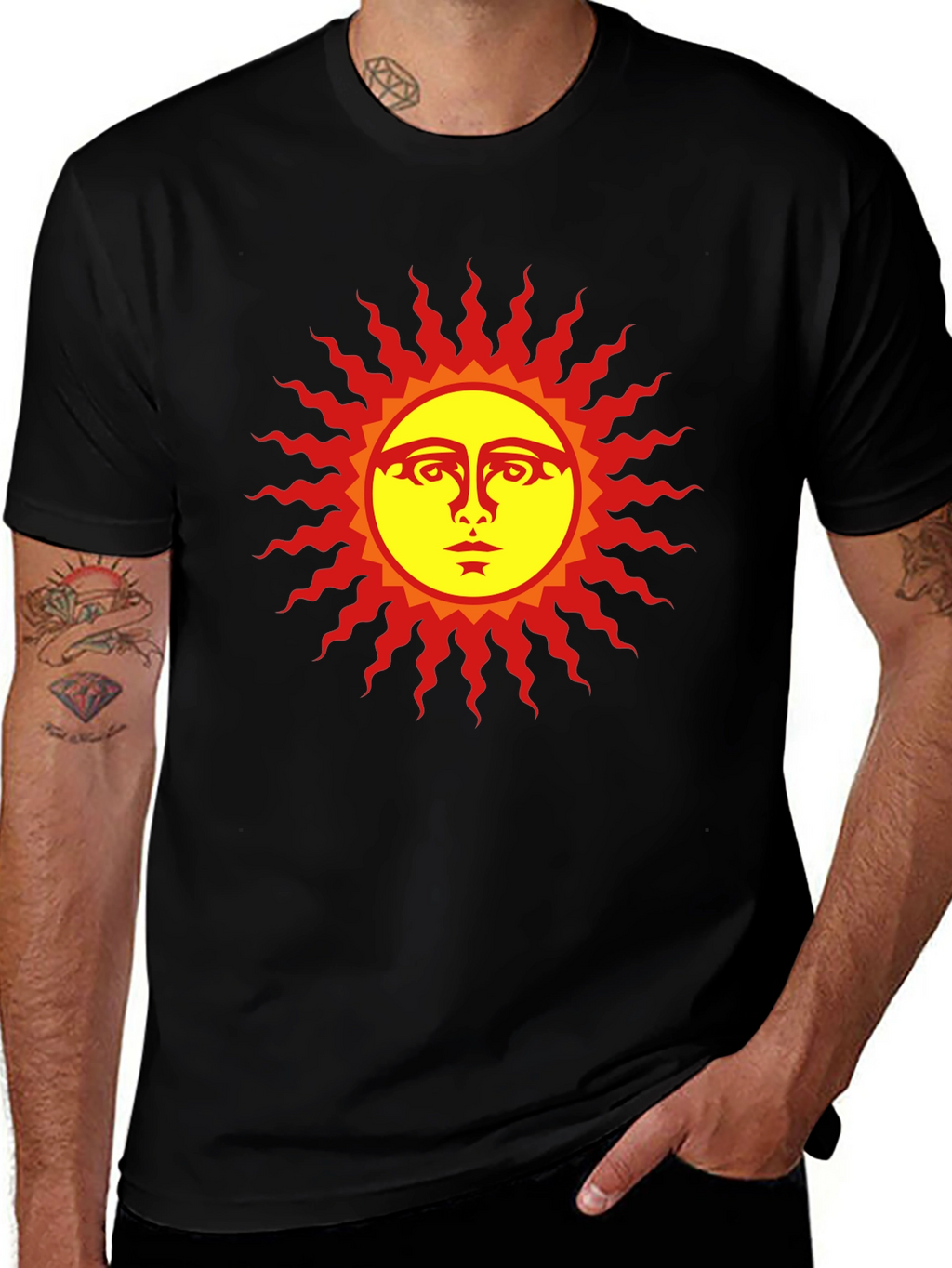 Sun Face Graphic Black T-Shirt