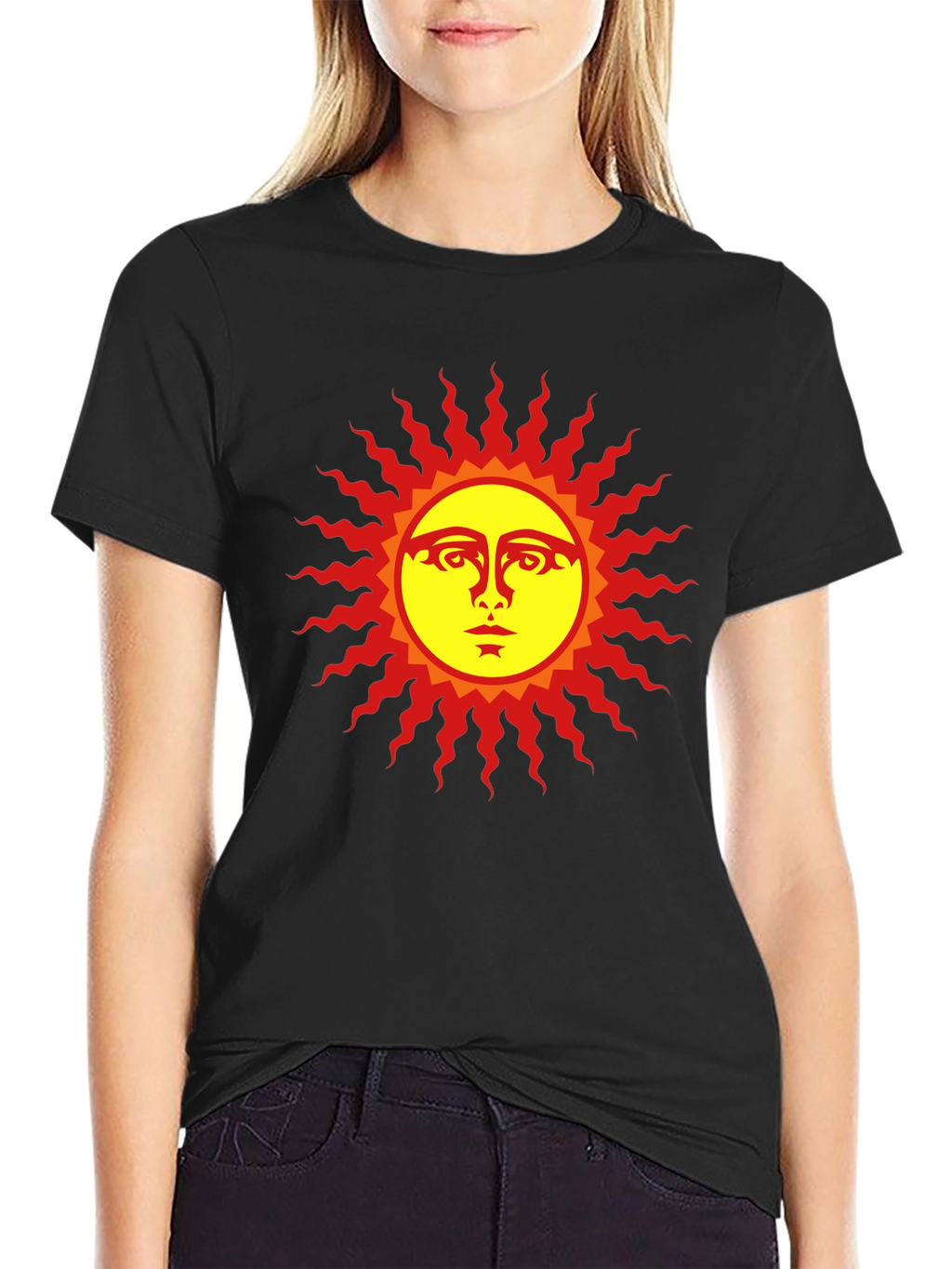 Sun Face Graphic Black T-Shirt