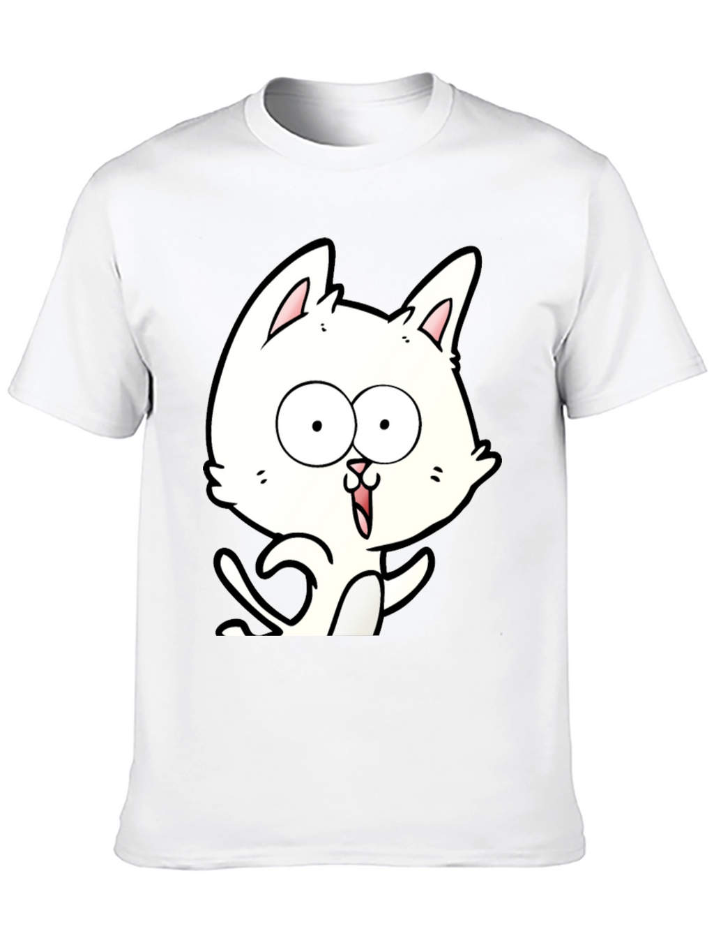 Cartoon Cat Graphic Tee - Unisex Black T-Shirt