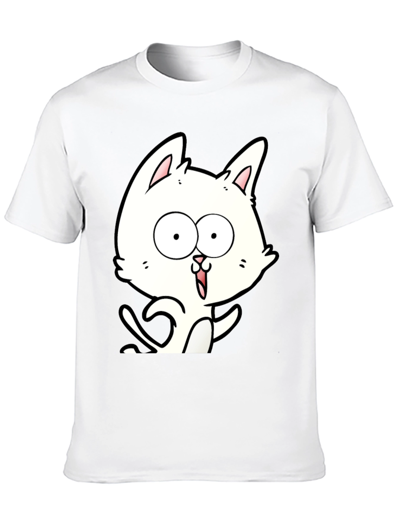 Cartoon Cat Graphic Tee - Unisex Black T-Shirt