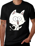Cartoon Cat Graphic Tee - Unisex Black T-Shirt