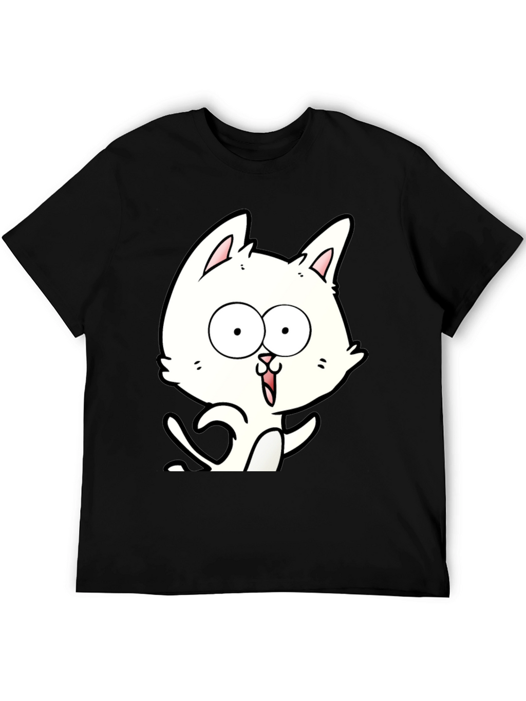 Cartoon Cat Graphic Tee - Unisex Black T-Shirt