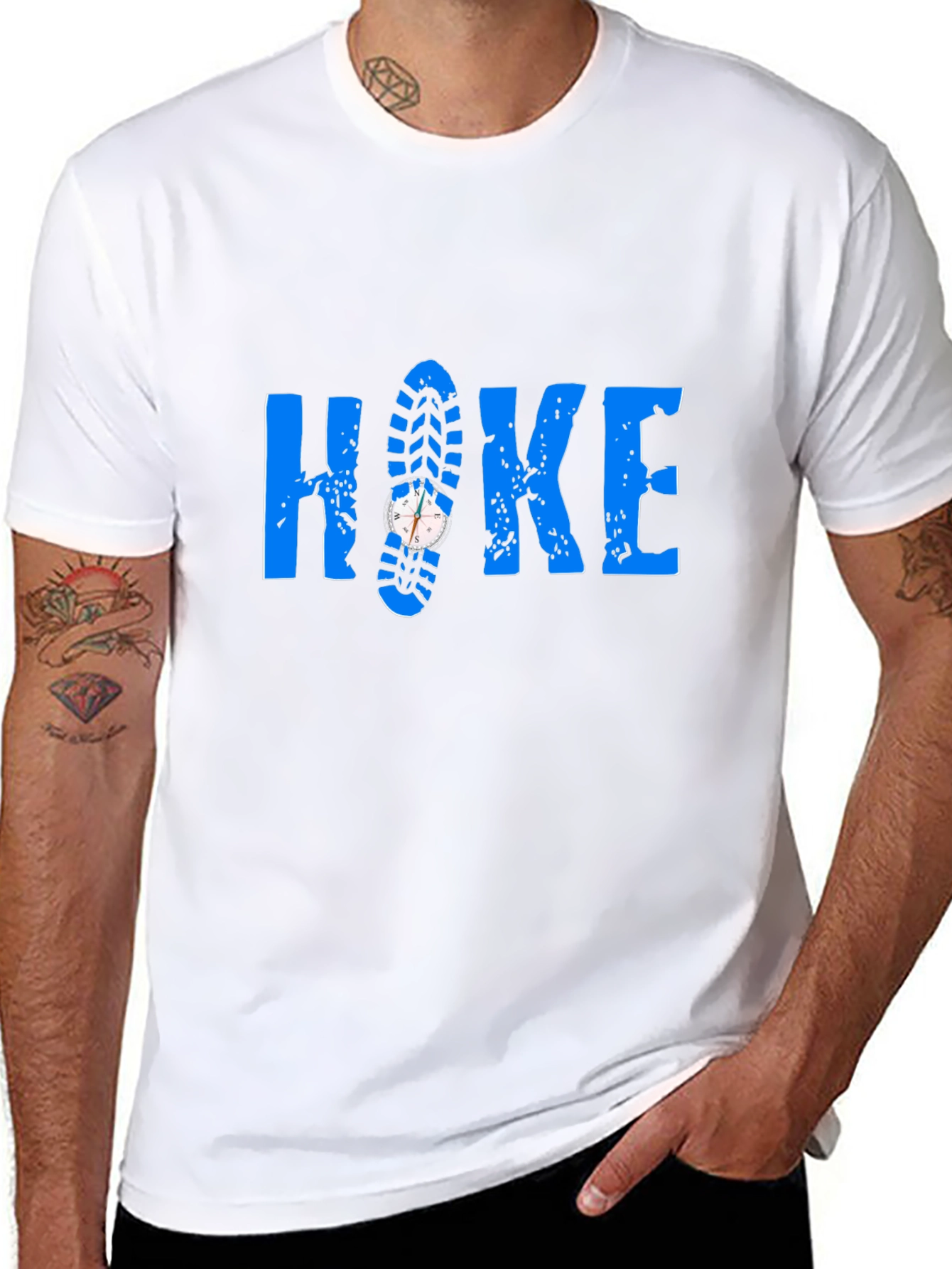Hike T-Shirt - Compass Shoe Print Design