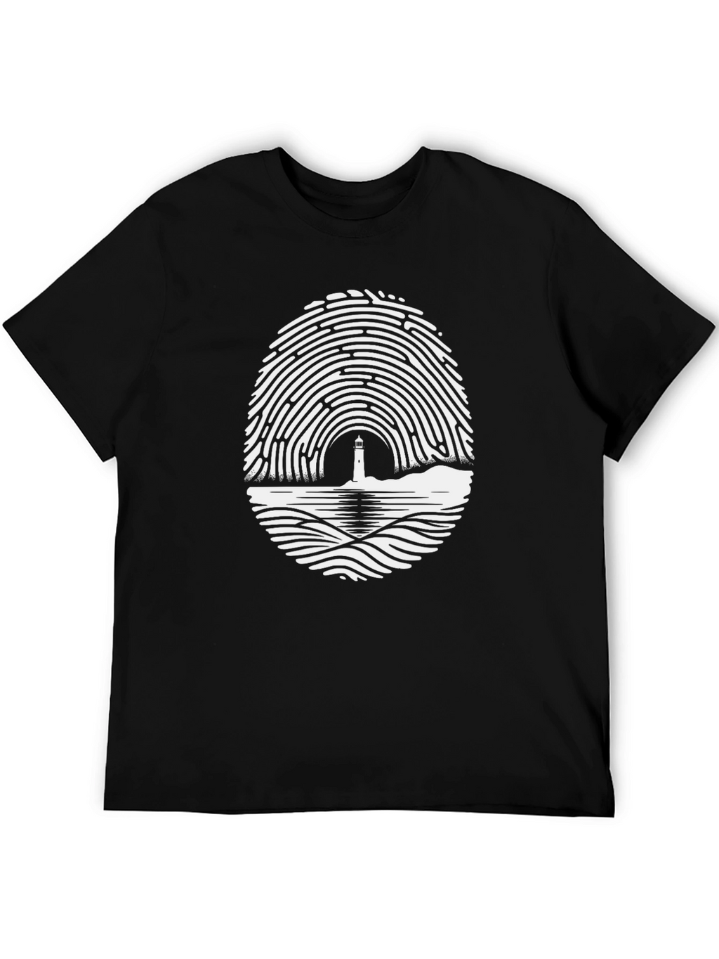 Lighthouse Fingerprint Graphic Tee - Unique Design