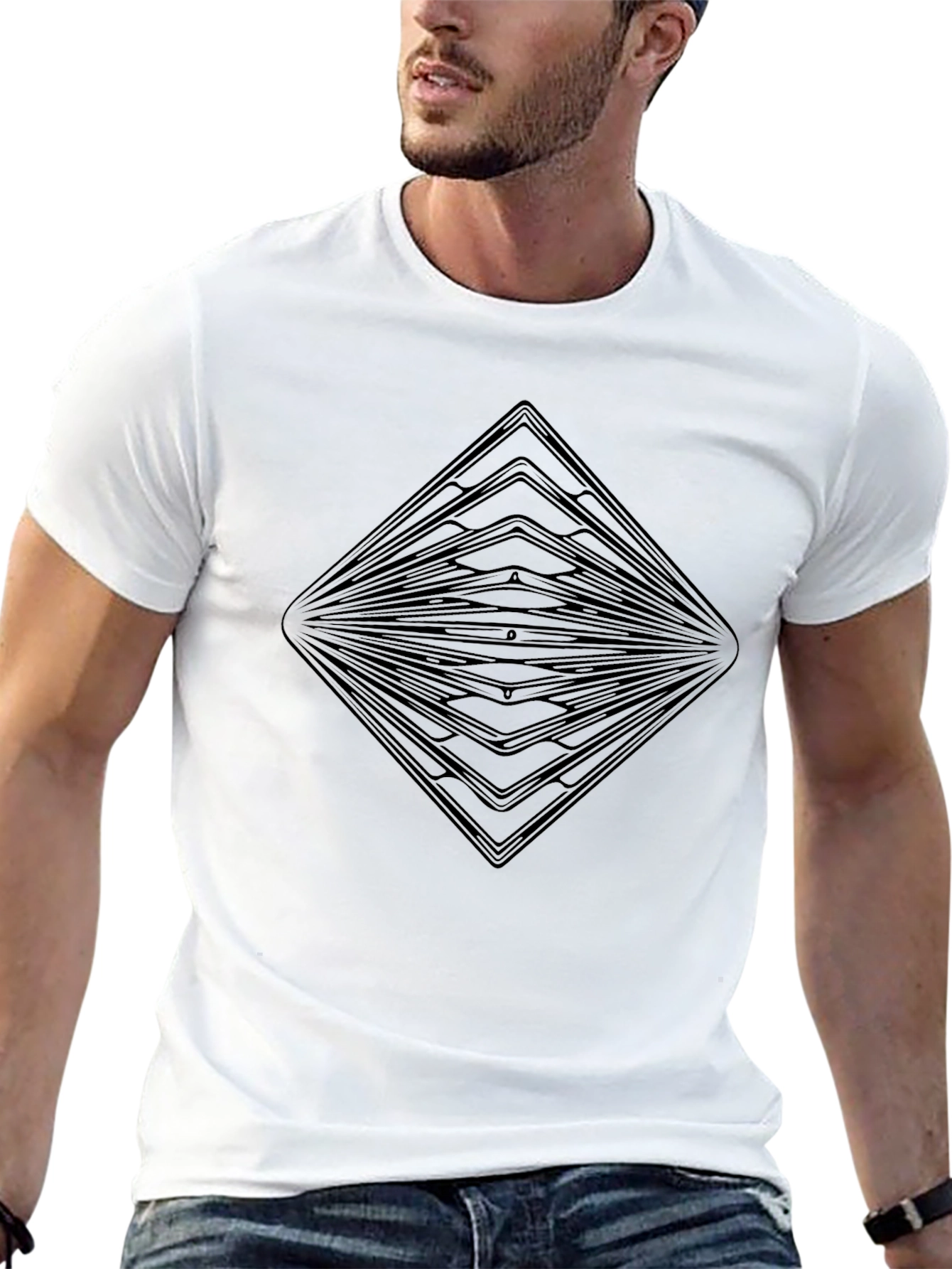 Abstract Diamond Graphic Black T-Shirt