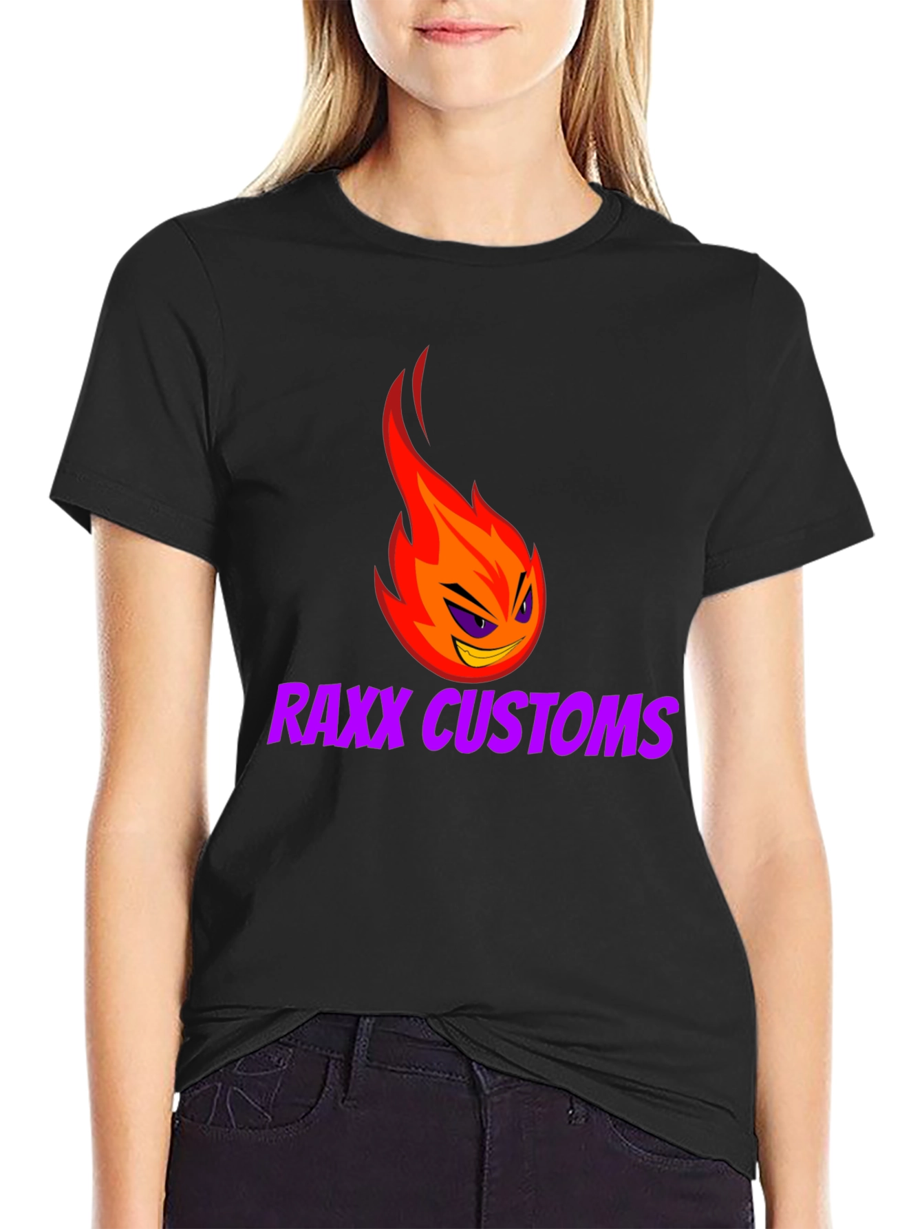 Raxx Customs Graphic Tee - Flame Logo Black T-Shirt
