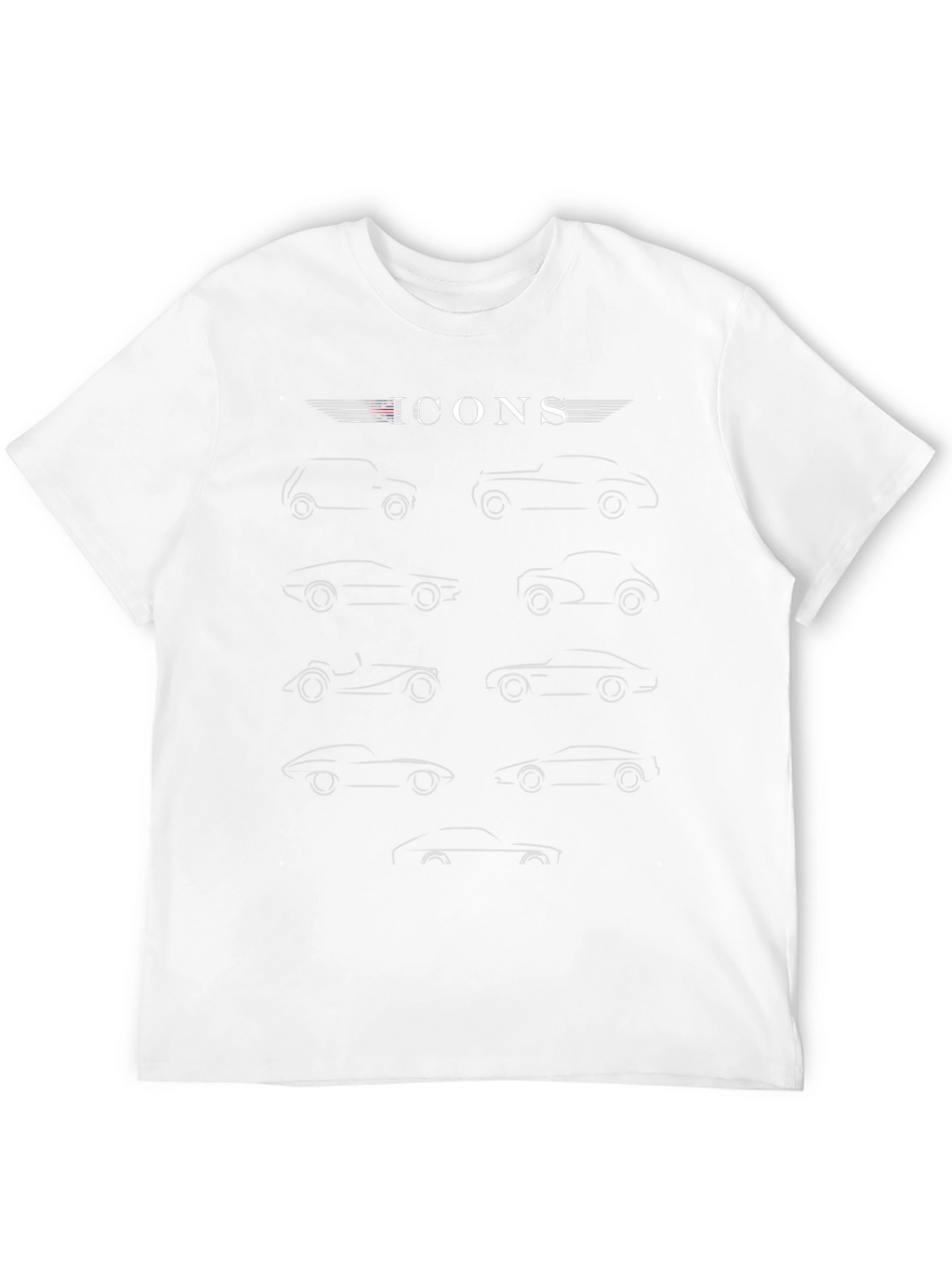 Icons Car Graphic Print T-Shirt - Classic Car Enthusiast