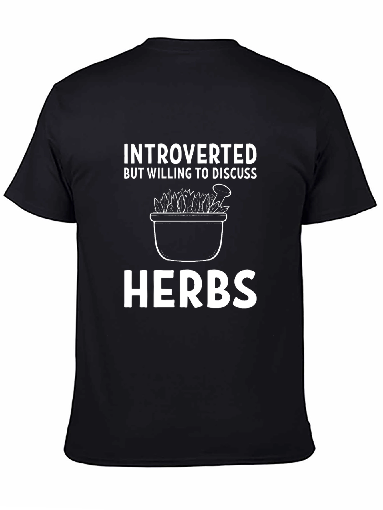 Introverted Herbs Graphic Tee - Black Cotton T-Shirt