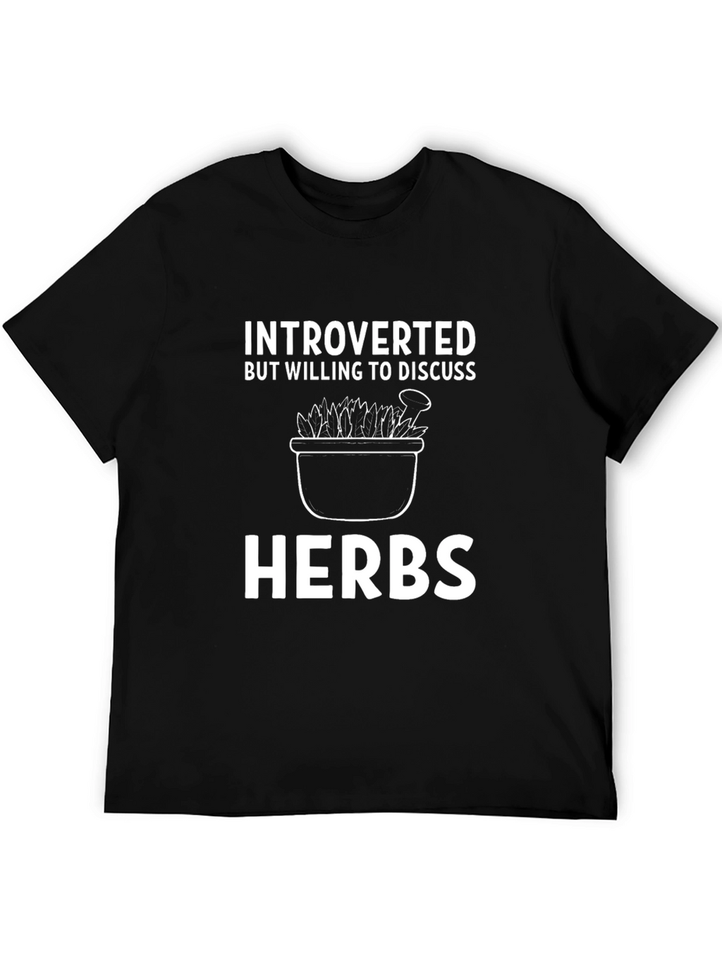 Introverted Herbs Graphic Tee - Black Cotton T-Shirt