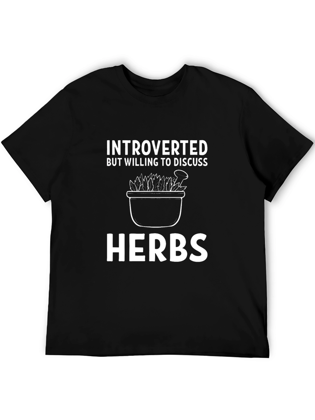 Introverted Herbs Graphic Tee - Black Cotton T-Shirt