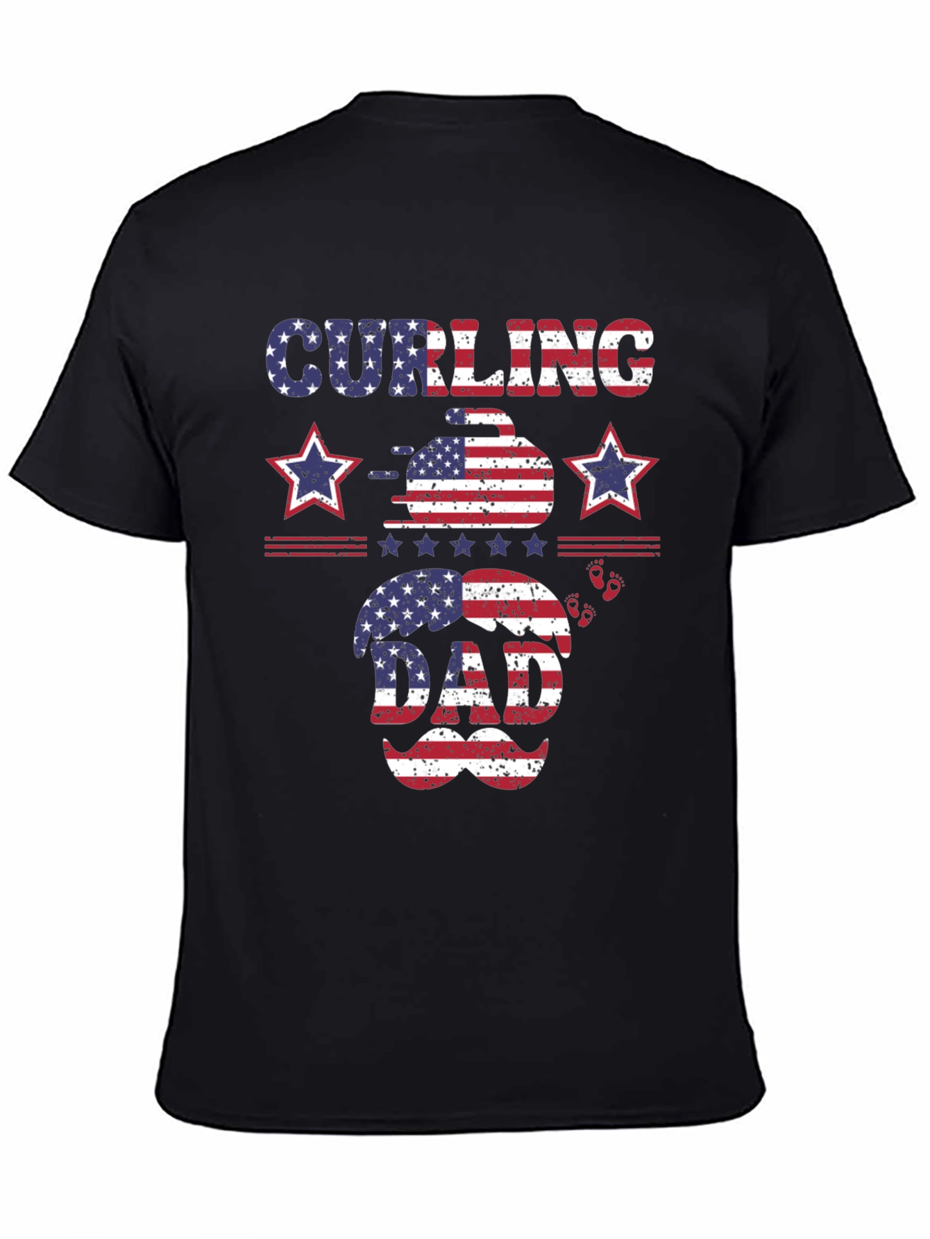 Curling Dad Patriotic T-Shirt