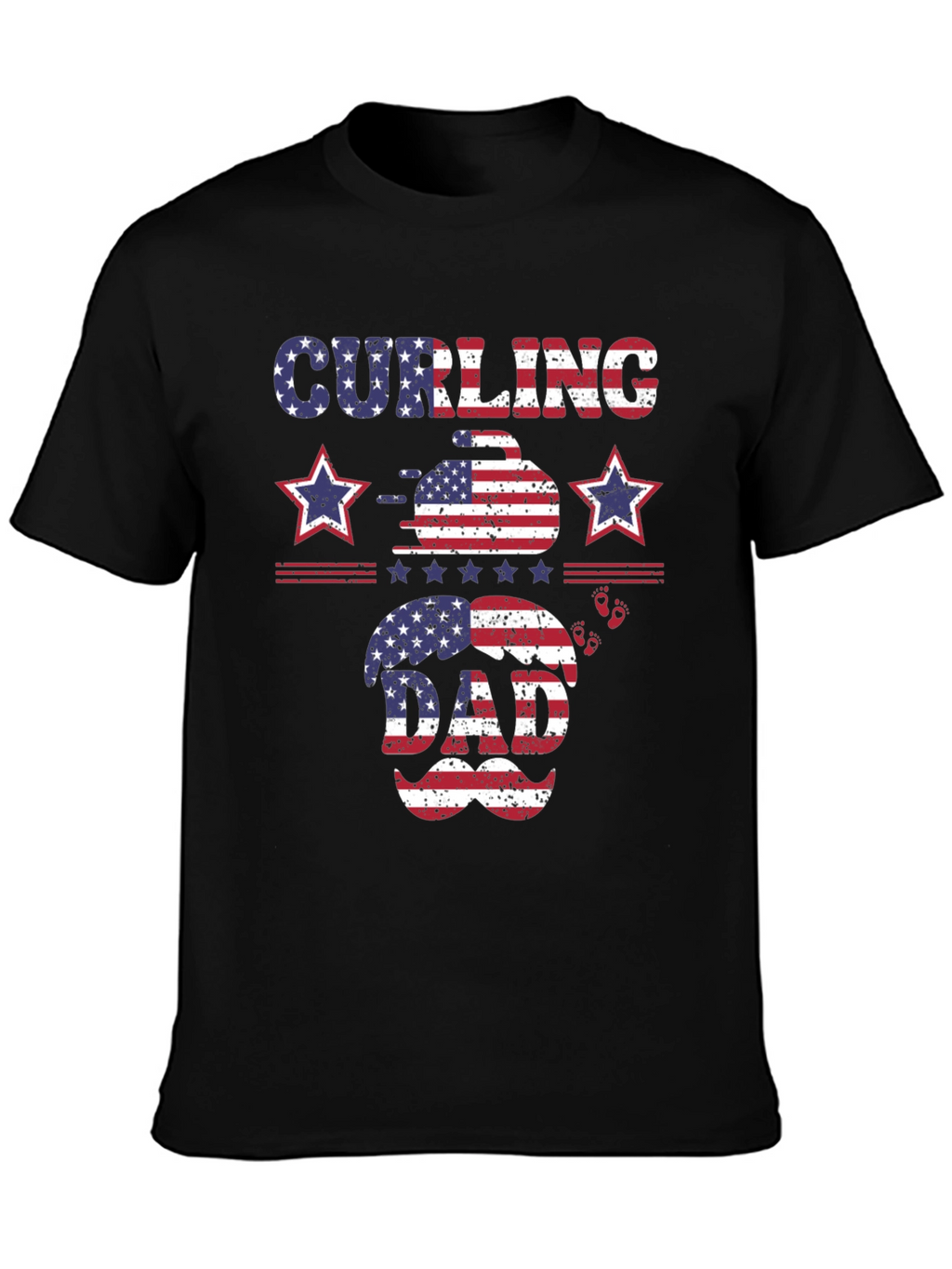 Curling Dad Patriotic T-Shirt