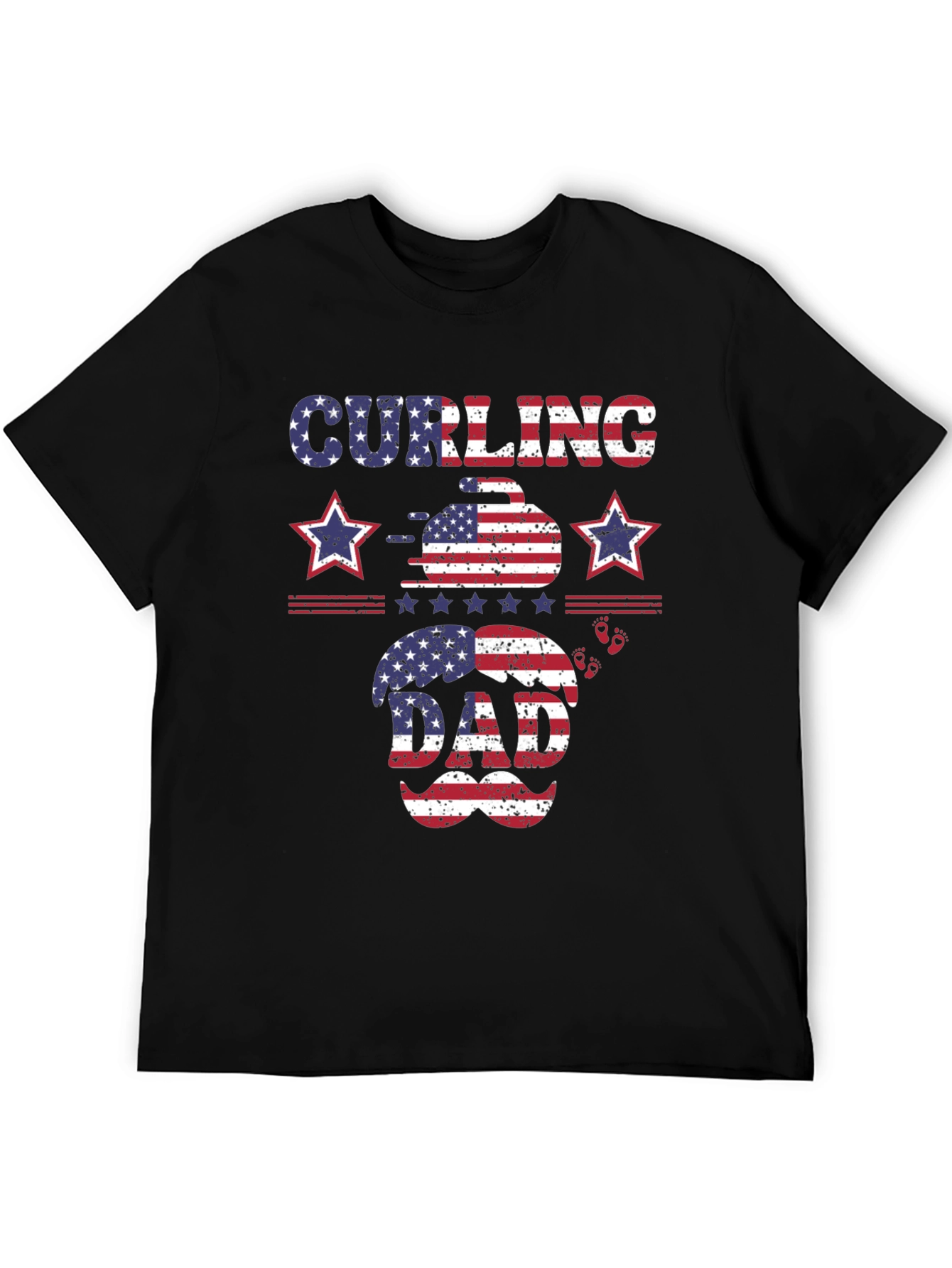 Curling Dad Patriotic T-Shirt
