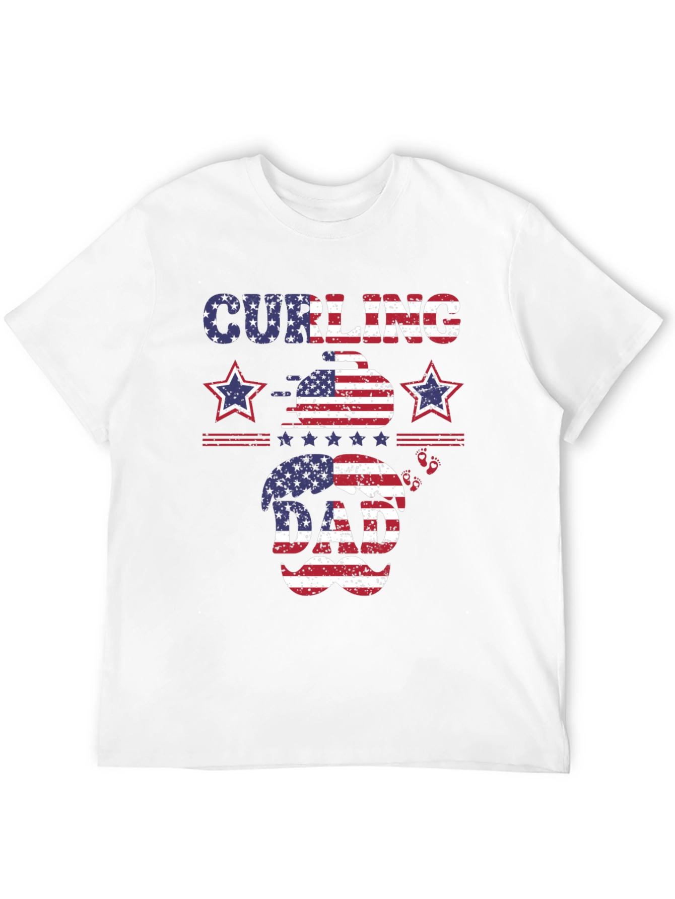 Curling Dad Patriotic T-Shirt