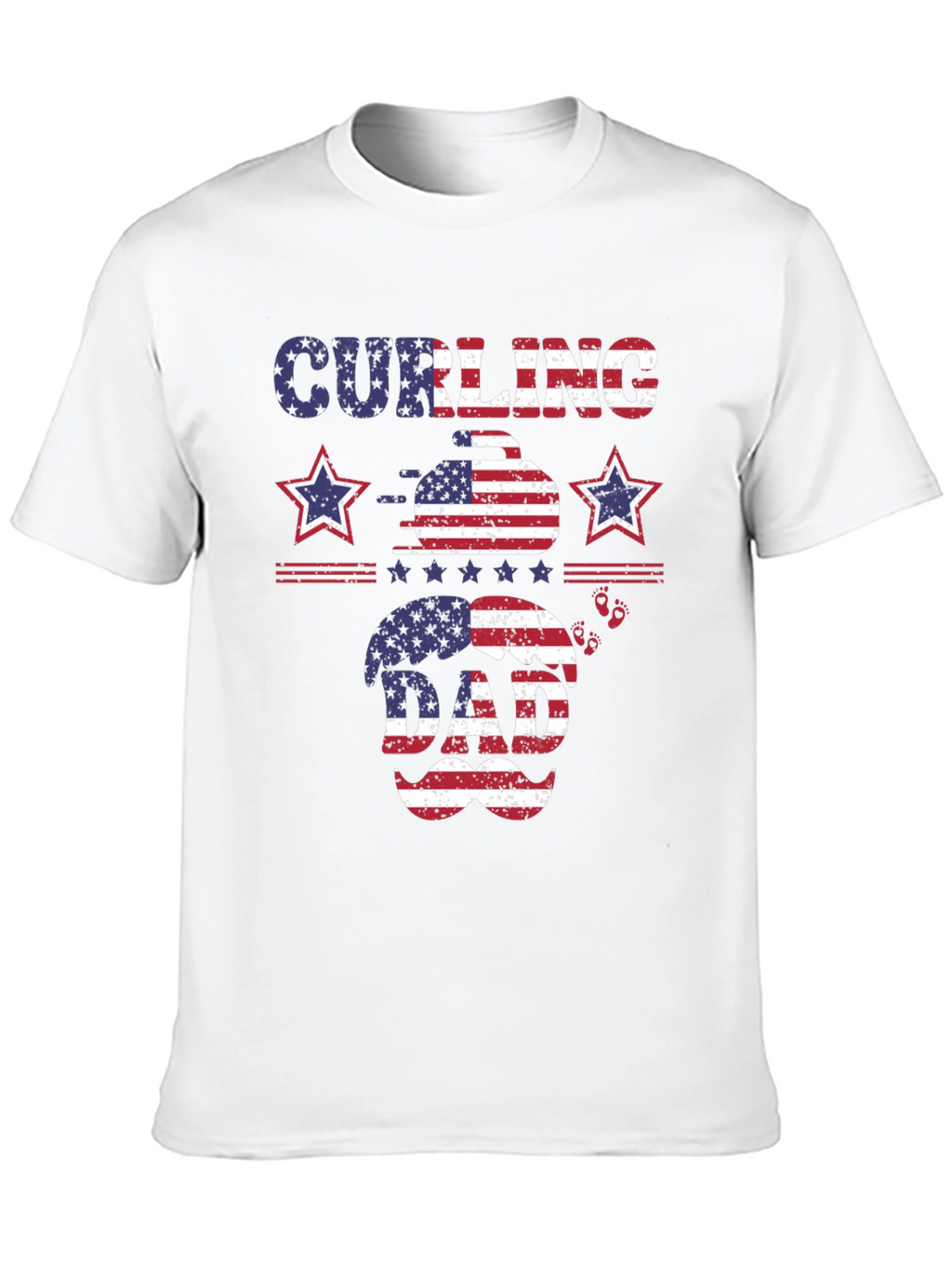 Curling Dad Patriotic T-Shirt