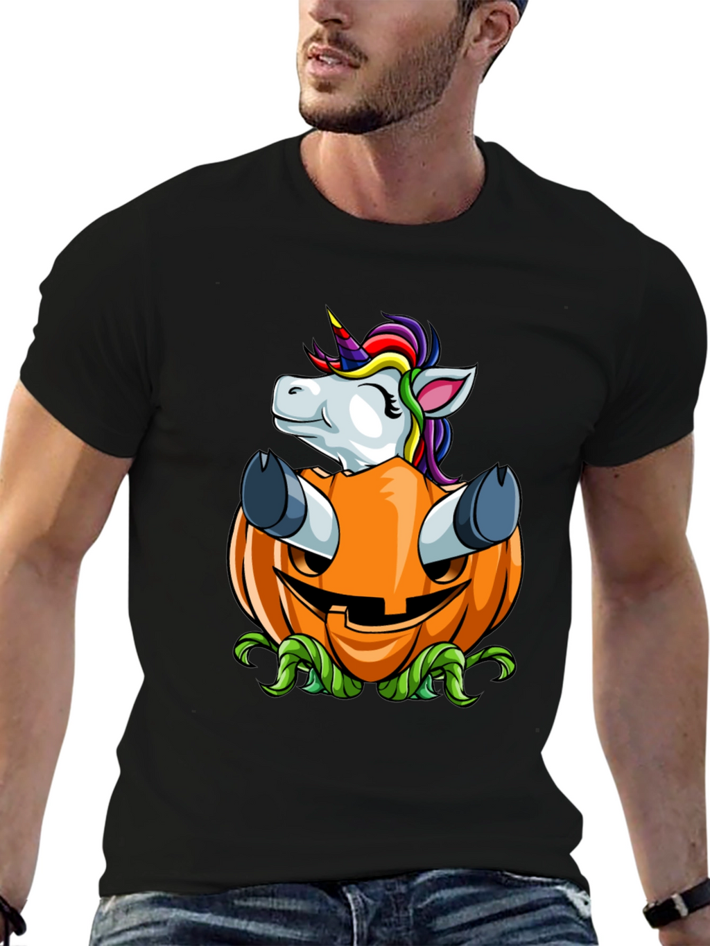 Unicorn in Pumpkin Halloween Graphic Tee