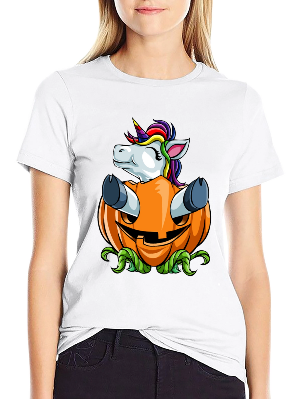 Unicorn in Pumpkin Halloween Graphic Tee