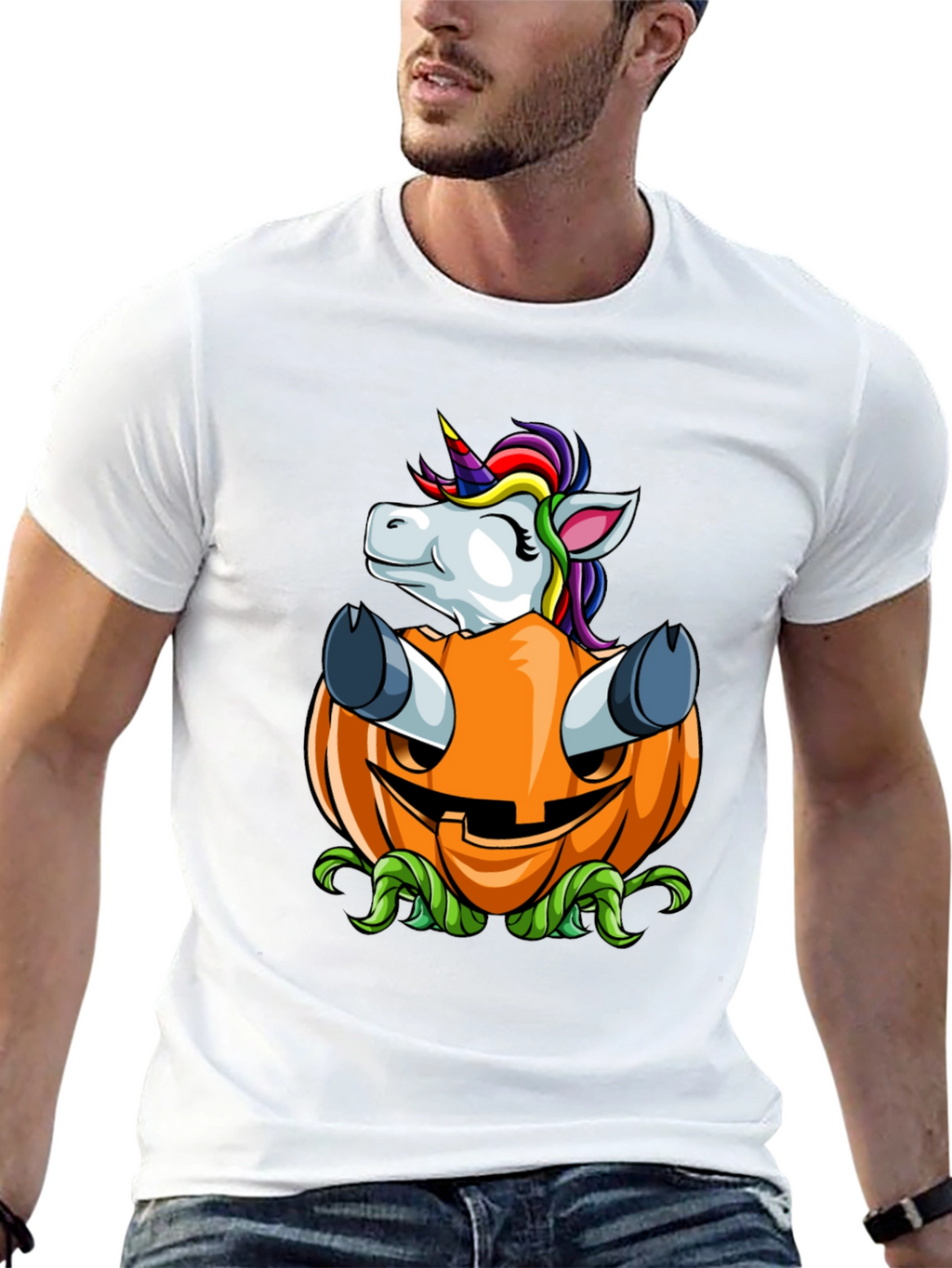 Unicorn in Pumpkin Halloween Graphic Tee