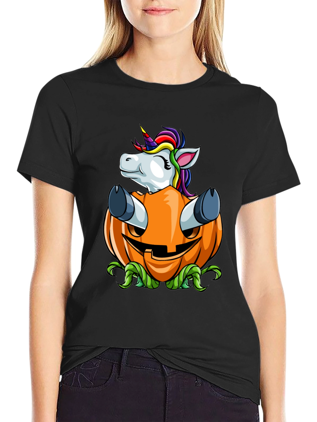 Unicorn in Pumpkin Halloween Graphic Tee