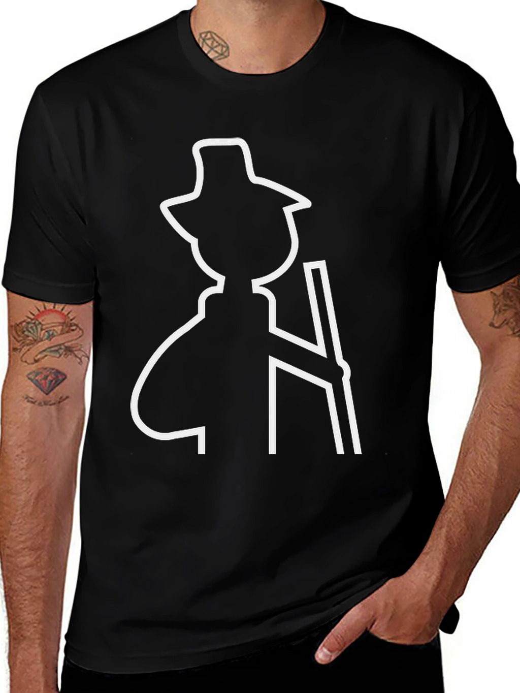 Black T-Shirt with Hiker Graphic
