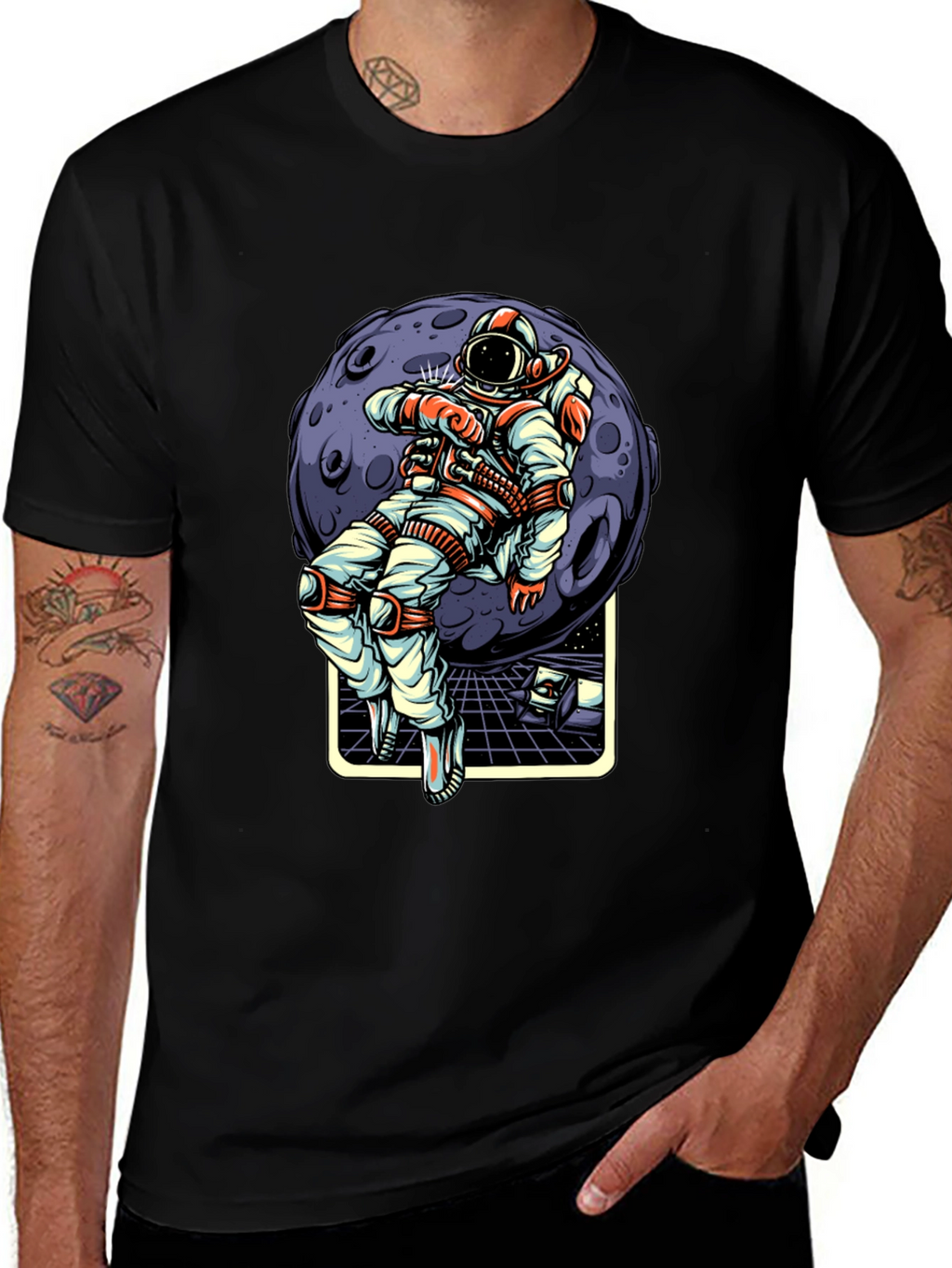 Astronaut Moon Graphic T-Shirt - Stylish Space Tee