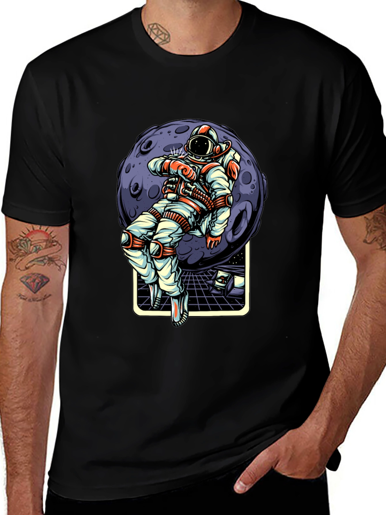 Astronaut Moon Graphic T-Shirt - Stylish Space Tee