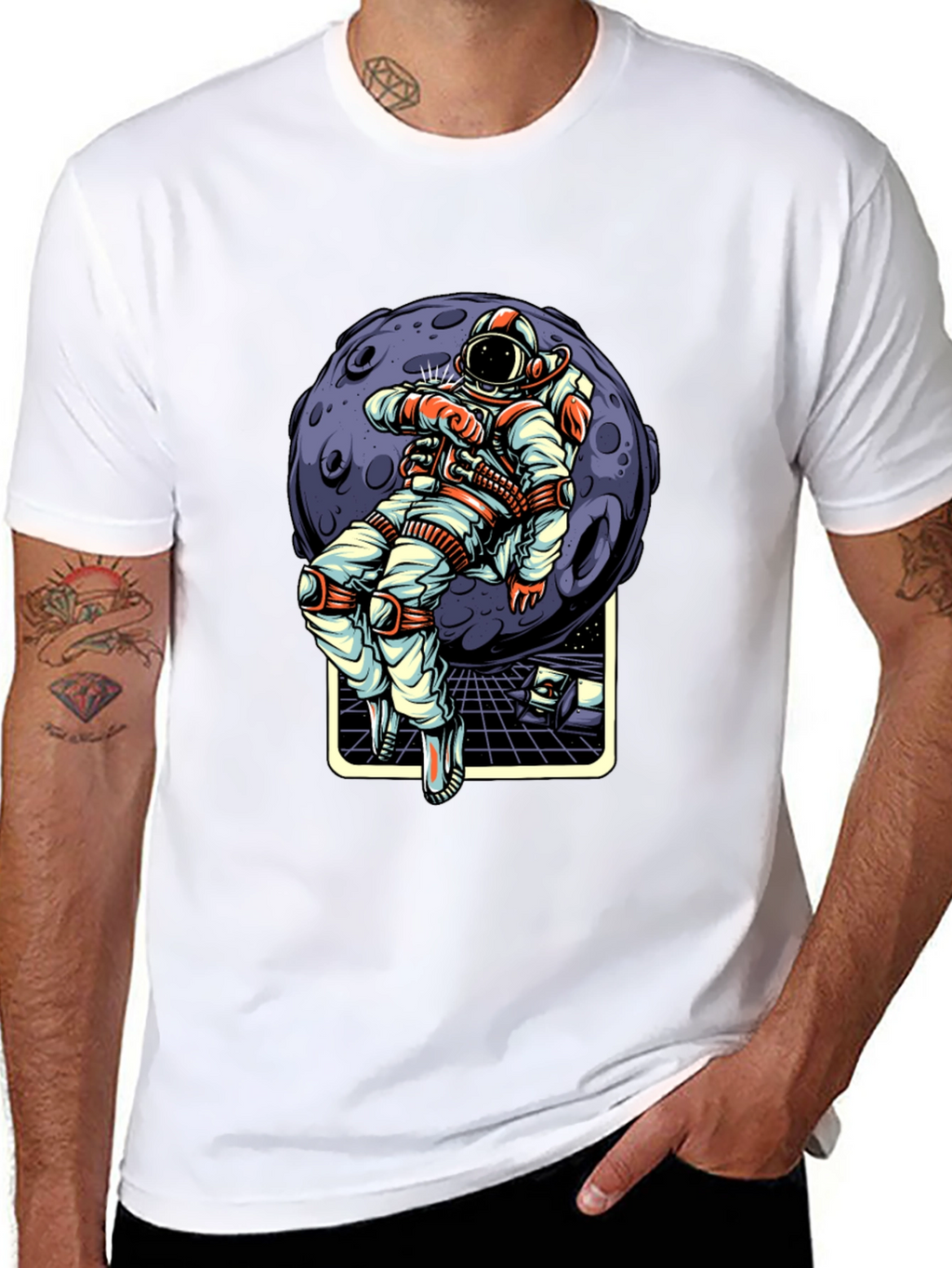 Astronaut Moon Graphic T-Shirt - Stylish Space Tee